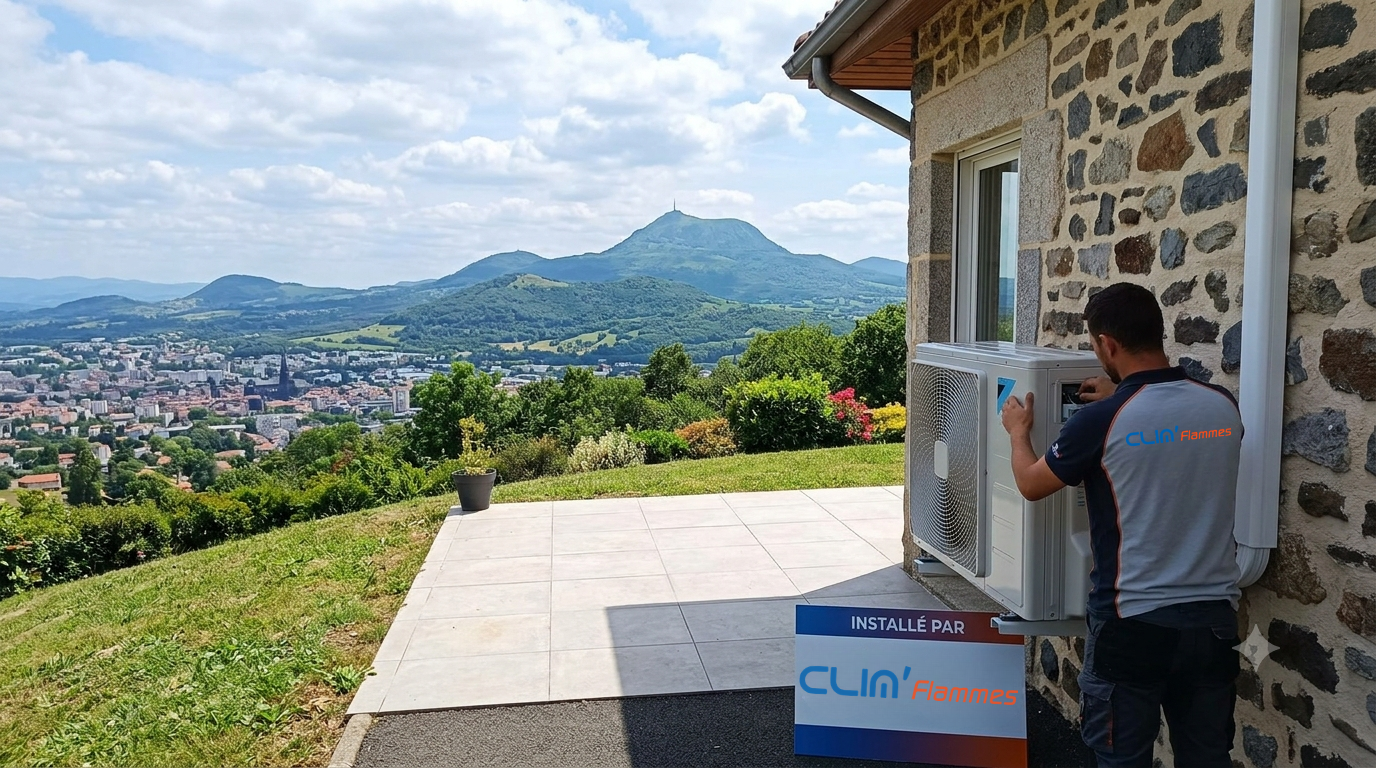 Climatisation réversible installée par Clim'Flammes dans le Puy-de-Dôme